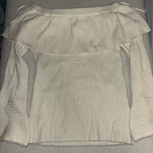 Moon River Anthropologie Off-Shoulder Cream Sweater